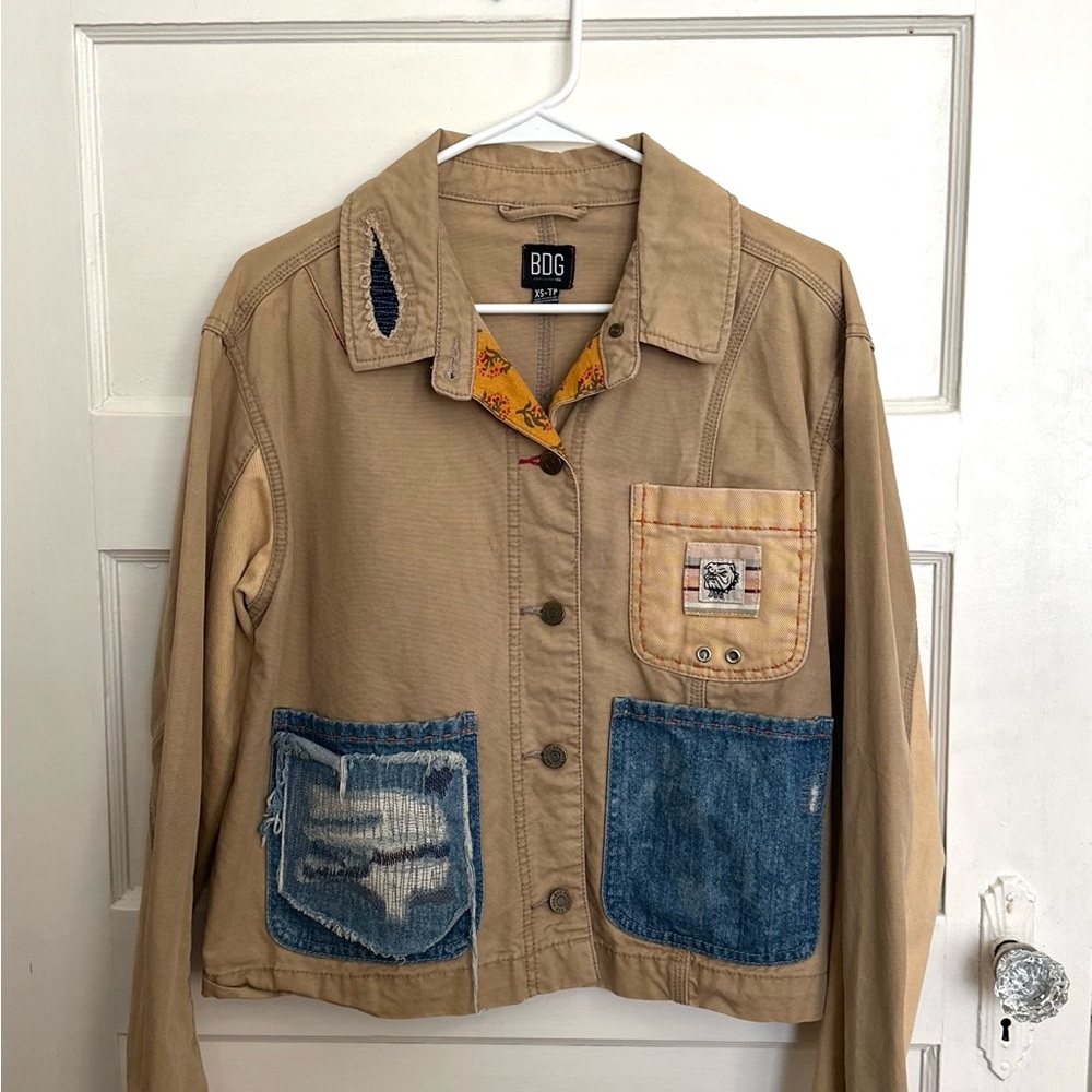 BDG Beige Jacket with Blue Denim Accents